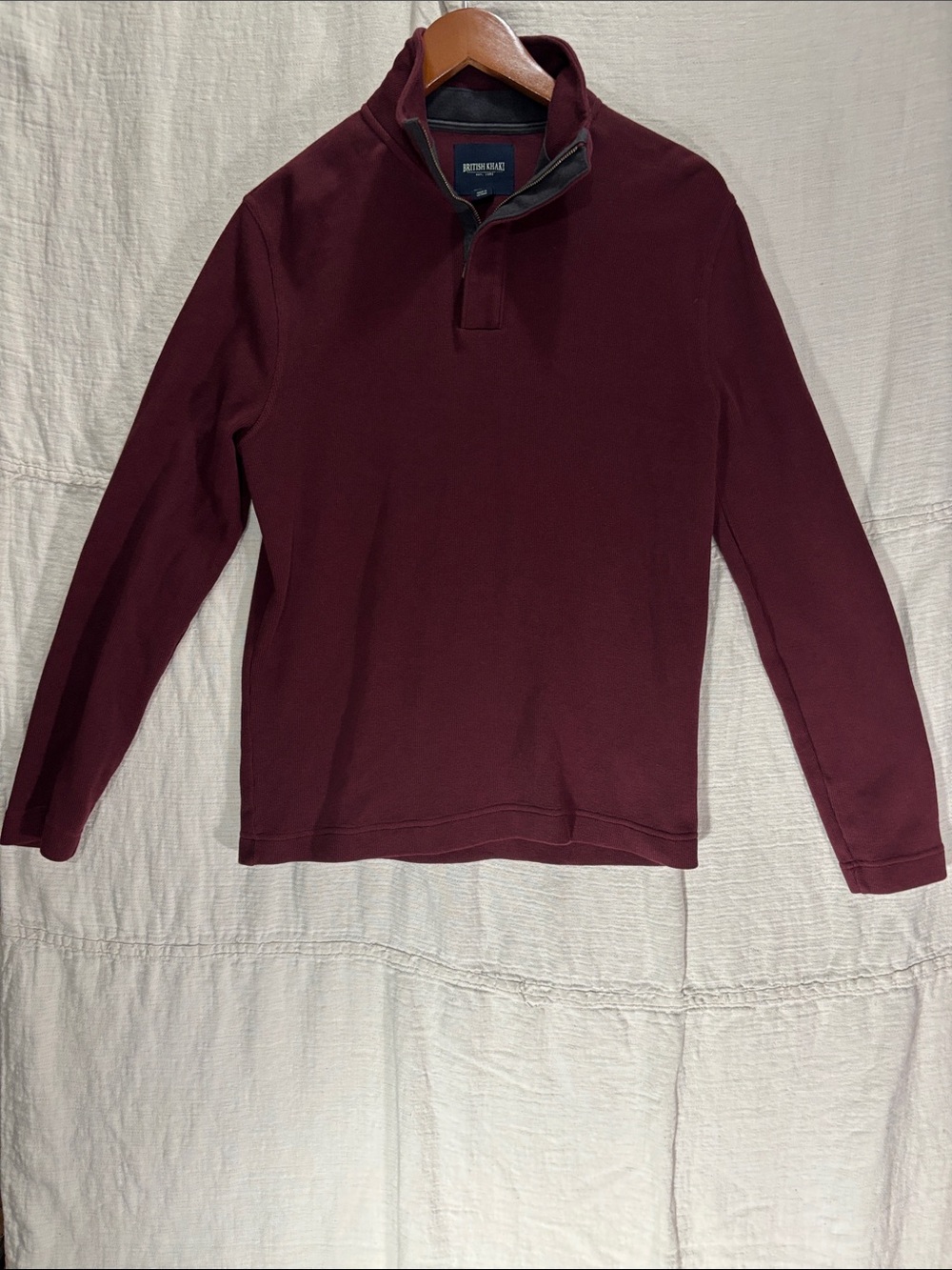 British Khaki Men’s Burgundy Quarter-Zip Pullover